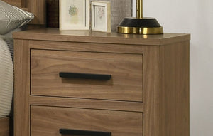 English Elm Transitional Walnut Nightstand Dovetail Drawers Matte Bar Pulls Bedroom Storage B2741P430423