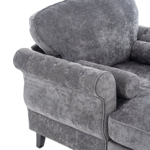 English Elm [new] Chenille Upholstered Chaise Lounge Sleeper Chair with Pocketed Spring Cushions W2363S00086