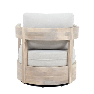 English Elm Telluride Outdoor Acacia Wood Swivel Club Chair Coastal Patio Seating Beige,Light White N775P304793G