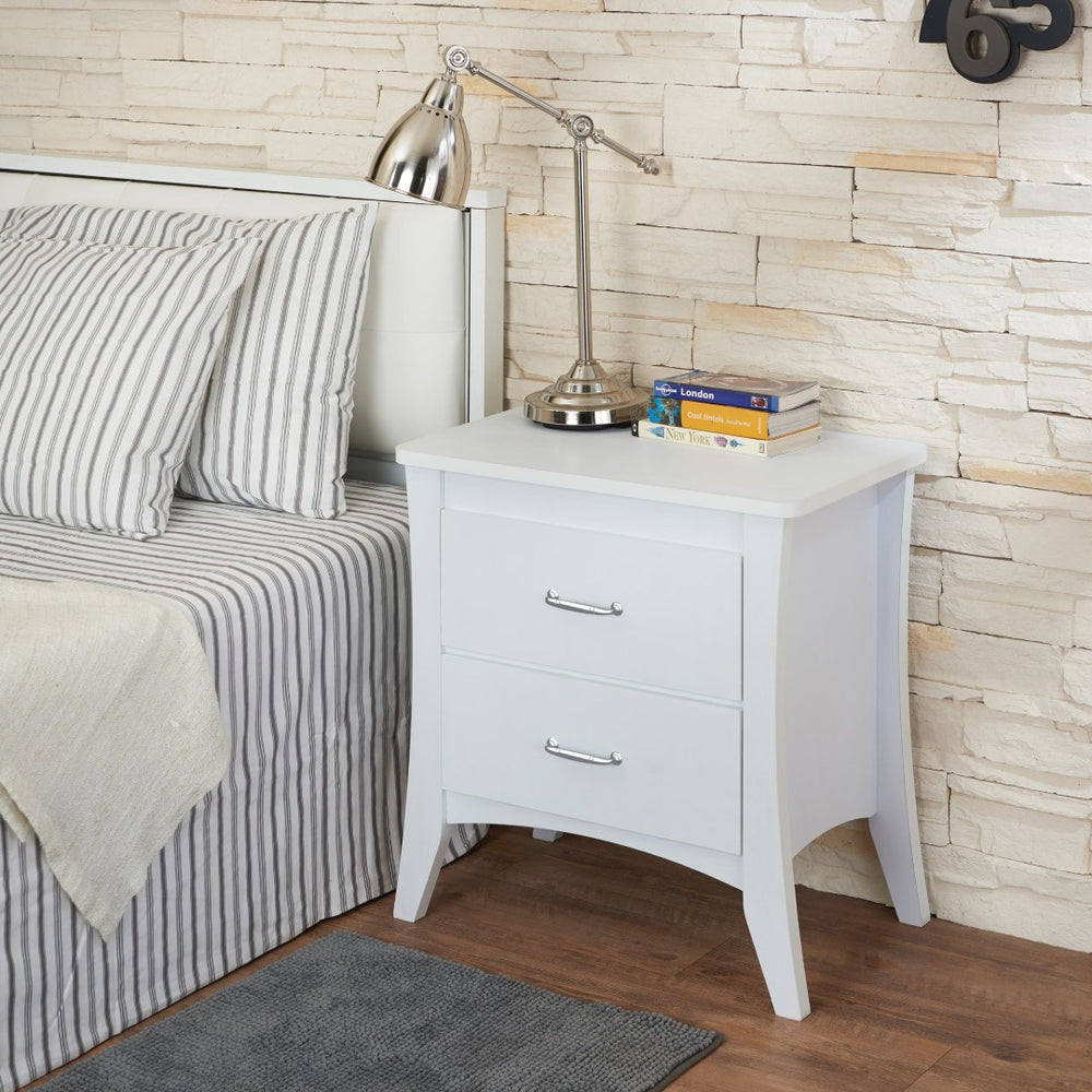 English Elm White 2-Drawer Nightstand - Elegant Bedroom Storage Solution With Timeless Design & Stylish Legs B062P186507-GIGA