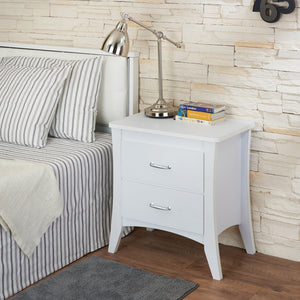 English Elm White 2-Drawer Nightstand - Elegant Bedroom Storage Solution With Timeless Design & Stylish Legs B062P186507-GIGA