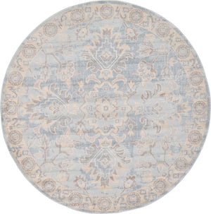 Unique Loom Paris Willow Machine Made Border Rug Light Blue, Beige/Light Blue/Blue/Tan 6' 1" x 6' 1"