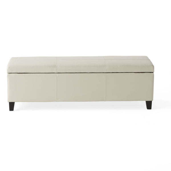 English Elm Upholstered Storage Ottoman with Solid Wood Legs Wide Hinged Bench for Living Rooms N757P414088I