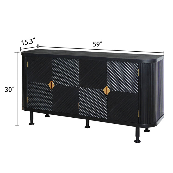 English Elm Accent Storage Cabinet - Stylish Modern Buffet With Adjustable Shelves For Entryway & Living Room W2729P202567