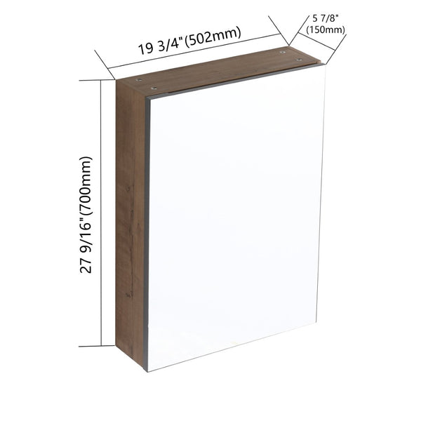 English Elm 20'' Wall Mounted Bathroom Medicine Cabinet with Mirror Adjustable Shelves Plywood W999P470282