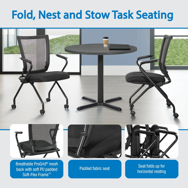 OSP Home Furnishings Soft Flex Frame Folding Chairs Pu Padded Nesting Seats for Events and Meetings 2 Pack 69349-30