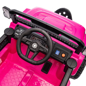 English Elm 12v Kids Electric Ride on Truck with Parental Remote Four Wheel Suspension and Led Lights Pink W1578P187456