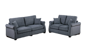 English Elm Classic Sofa Loveseat Set Corduroy 2pc Living Room Ensemble with Plush Cushions, Modern Arms Dark Gray 36 L x 25 W x 28 H B011S01300