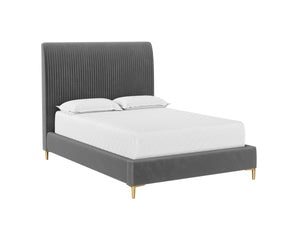 Sunpan Harris Bed - Modern Upholstered Design with Fine Tufting and Stainless Steel Gold Legs for Style Full