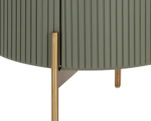 Sunpan Paloma End Table - Luxurious Sculptural Design with Antique Gold Accents for Elegant Interiors Sage Green