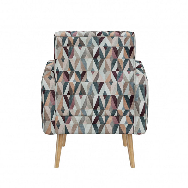 English Elm Darien Geometric Prism Upholstered Accent Armchair with Solid Wood Legs for Small Spaces Brown B127P495072
