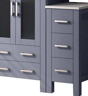 English Elm Dark Grey Bath Vanity Set With Side Cabinet, White Ceramic Top, 22 In. Mirror - Stylish Storage Solution B2731S00946
