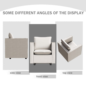 English Elm Decorative linen single sofa chair with plush breathable cushion, compact modern armchair for reading nooks Beige W1727S00046