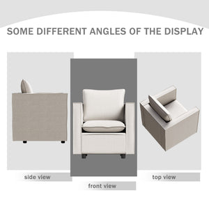 English Elm Decorative linen single sofa chair with breathable soft cushion, compact armrest design for cozy reading nook Beige W1727P237736