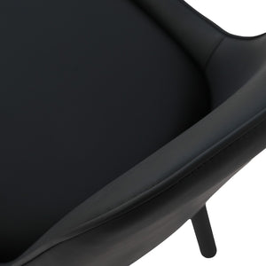 English Elm Modern Nordic Faux Leather Upholstered Dining Chairs Iron Legs Kitchen Set of 2 Black W1535P460712