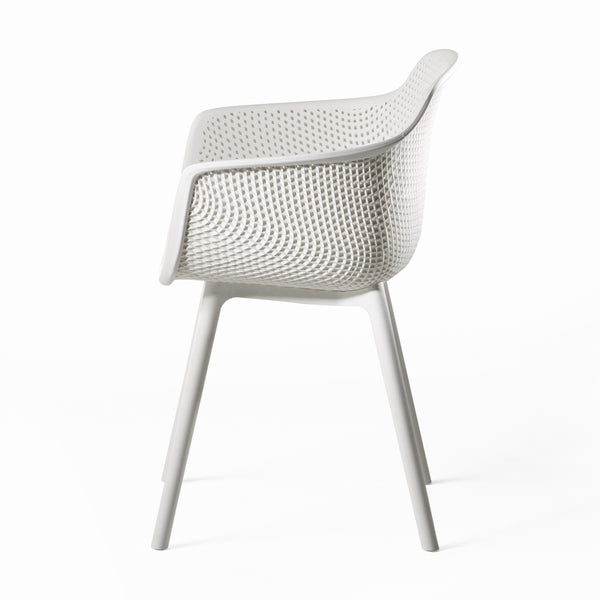 English Elm Christopher Knight Home® - LOTUS modern outdoor dining chair with weather-resistant polypropylene, perforated diamond pattern comfort and stability White 23.5 L x 23.5 W x 22.5 H 69068.00