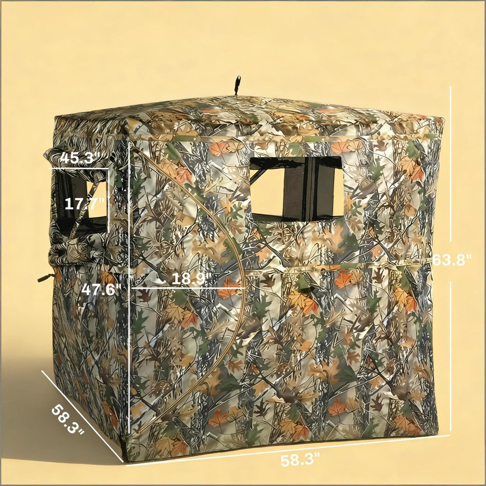 English Elm All-weather Pop up Hunting Blind with 270 Degree See Through Mesh Maple Camo T3971P486715