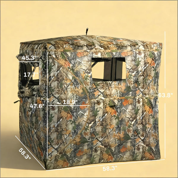English Elm All-weather Pop up Hunting Blind with 270 Degree See Through Mesh Maple Camo T3971P486715