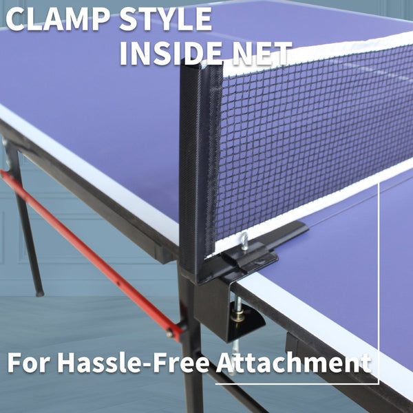 English Elm 8ft Foldable Ping Pong Table Aluminum Frame Indoor Game Set with Paddles Net Balls W1408P153471