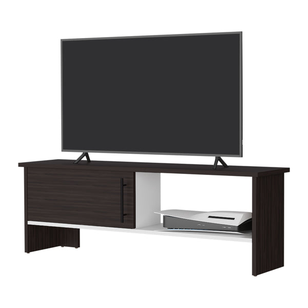 English Elm Rock Brenton TV Stand with Concealed Cabinet and Open Shelf for Media Devices, Durable Finish Multicolor 53.5 L x 17.3 W x 4 H B128P263717