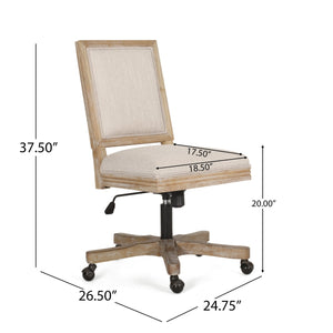 English Elm Christopher Knight Home® - SWIVEL&LIFT Rustic Beige Office Chair with Fabric Upholstery, Rubberwood Frame, Adjustable Swivel 71886.00FBGENTL