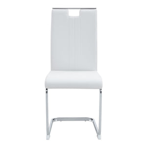 English Elm Set of 2 Gloss Pu Bow-back Dining Chairs with Ergonomic Curved Support for Modern Lofts White W1512P491841