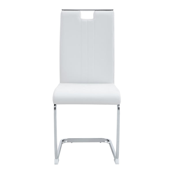 English Elm Set of 2 Gloss Pu Bow-back Dining Chairs with Ergonomic Curved Support for Modern Lofts White W1512P491841