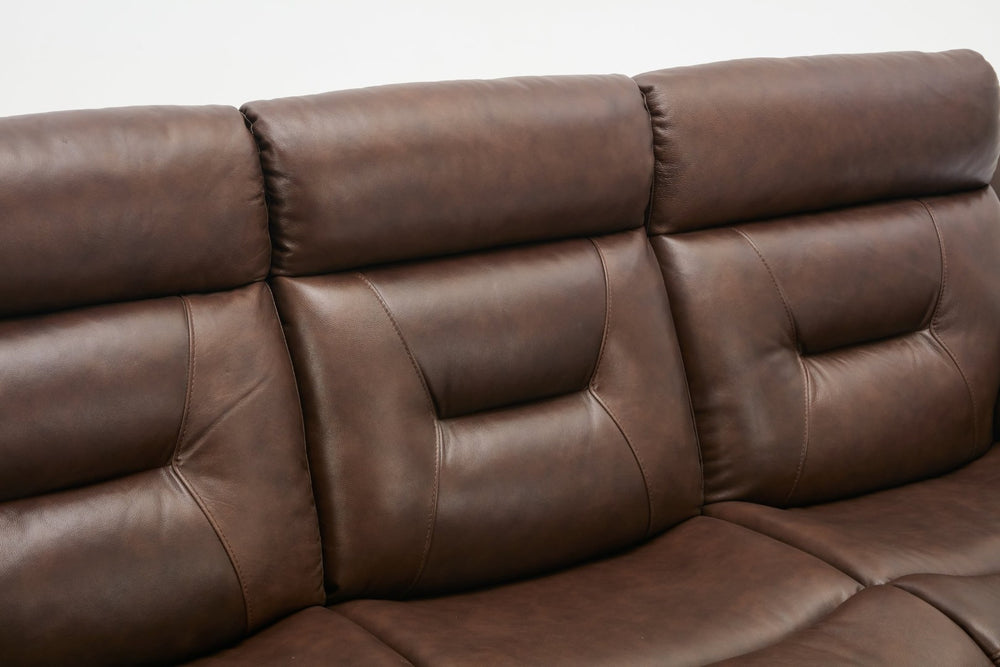 English Elm Genuine Leather Match Reclining Sofa Tufted Back Slim Metal Legs Modern Living W1896P280243