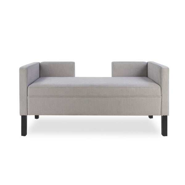 English Elm 50"ottoman Upholstered Bench with Bolster Pillows Fluted Wood Legs Bedroom Entryway W5325P426810