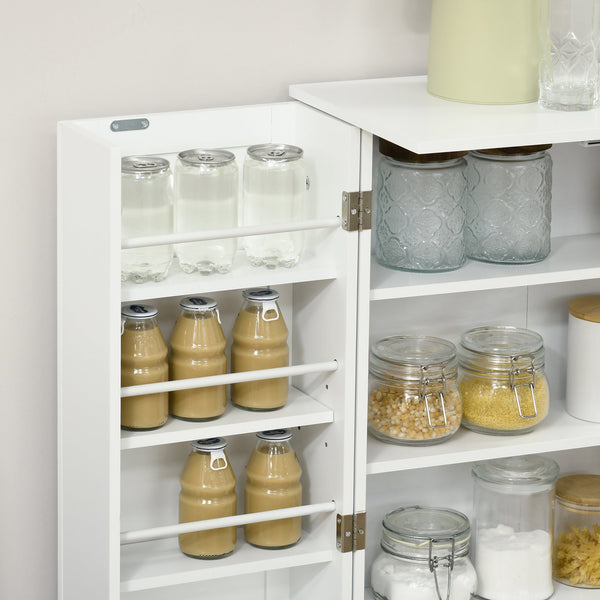 English Elm HOMCOM 41" Kitchen Pantry Cabinet with 5-Tier Shelves, 12 Door Racks, Anti-Tip Straps, Sleek Design White W2225P217124