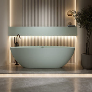 English Elm 67'' Solid Stone Resin Freestanding Soaking Tub with Ergonomic Curve for Modern Baths W2753P416680