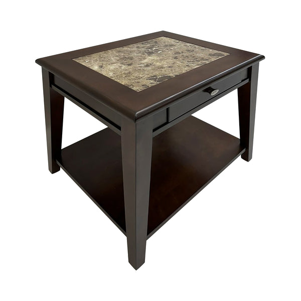 English Elm Classic Cherry Finish Wooden End Table with Drawer & Shelf, 26"x21"x24" Accent Nightstand for Living Room B011P225194