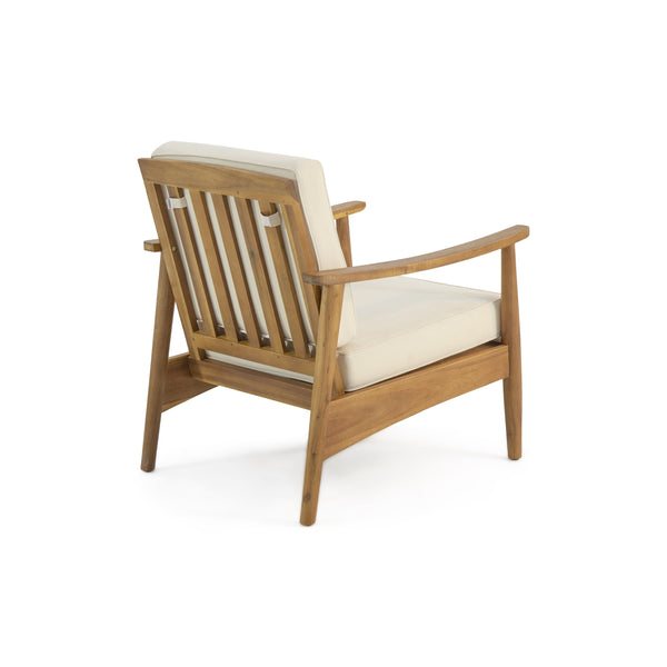 English Elm Christopher Knight Home® - Club Chairs Laurent Teak Finish Acacia Outdoor Chair, 500lb Capacity, Weather-Resistant Slat Design, Thick Cushion 68624.00BGE