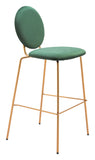 Odessa Barstool - Set of 2 Green & Gold 109806 Zuo Modern