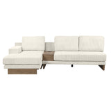 English Elm 114" L-Shaped Sofa Sectional Sofa With Two Usb Ports and Two Power Sockets, A Storage Drawer and A Reversible Chaise Lounge For Living Room, Beige