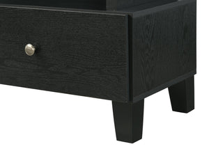 English Elm 1pc Timeless Entertainment Console with Faux Marble Top, Antique Two-Tone Finish, Sliding Doors and Drawers Black,White 18.43 L x 73.43 W x 20.79 H B2741P295129