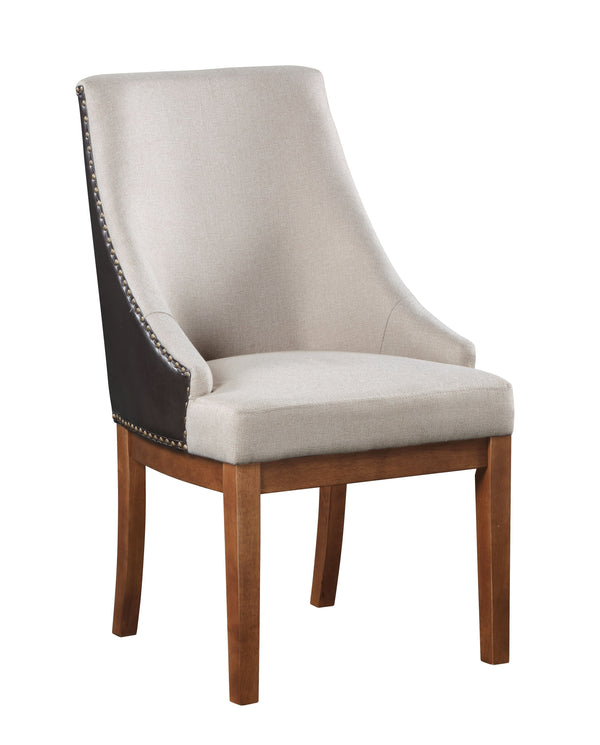 English Elm Gilsea Two-Tone Brown Upholstered Side Chairs Set of 2 with Nailhead Trim, Faux Leather & Wood Finish B2726P320910