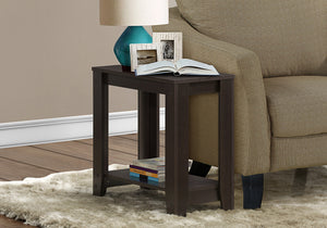 English Elm Accent Rectangular Side Table with Two-Tier Shelf, Espresso Laminate Nightstand for Living Room B2710P219198