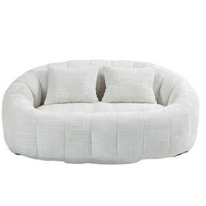 English Elm Bean Bean Bag Sofa High-Density Memory Foam Two-Seater Lounger High Back Chenille Cozy Support Beige W395P181433