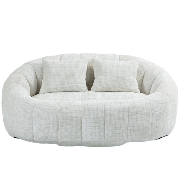 English Elm Bean Bean Bag Sofa High-Density Memory Foam Two-Seater Lounger High Back Chenille Cozy Support Beige W395P181433