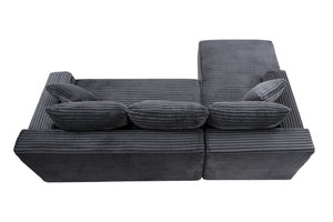 English Elm 106.3" Jumbo Corduroy L-shape Sectional Deep Seat Sofa No Assembly Living Room W5515S00036