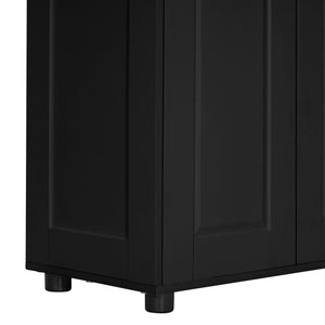 English Elm Storage Compact Two-Door Cabinet with Adjustable Shelf, Anti-Tip Safety, MDF Durability for Home Organizing Black WF323346AAB