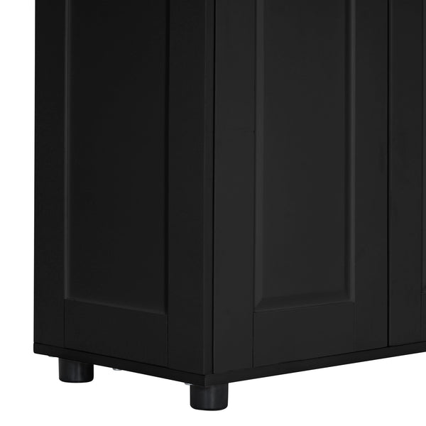 English Elm Storage Compact Two-Door Cabinet with Adjustable Shelf, Anti-Tip Safety, MDF Durability for Home Organizing Black WF323346AAB