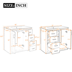 English Elm 72'' Modern Blue Bathroom Vanity With Ceramic Sink, Soft-Closing Drawers & Solid Wood Frame Storage N710SS00013C
