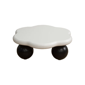 English Elm 35" Cloud Shaped Mdf Coffee Table Sculptural Round Top with Spherical Legs for Modern Living Black White W1435S00028