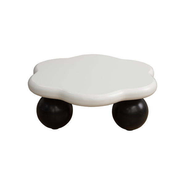 English Elm 35" Cloud Shaped Mdf Coffee Table Sculptural Round Top with Spherical Legs for Modern Living Black White W1435S00028