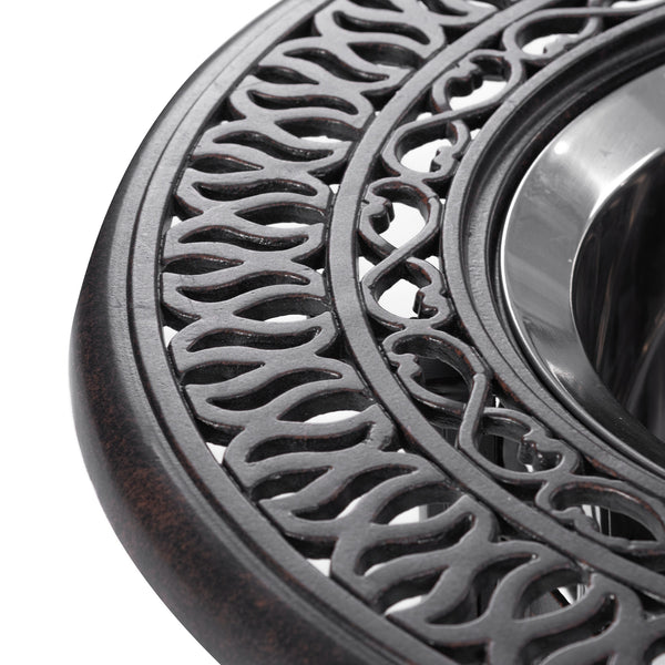 English Elm 21" Rustproof Ice Bucket Side Table with Hand-Brushed Cast Aluminum Frame, 304 Stainless Insert, Outdoor Ready W1886S00001