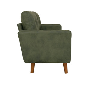 English Elm 65-inch Two Seat Sofa Breathable Foil Fabric Diamond Quilted Back Solid Wood Legs Olive Green W5568P478817