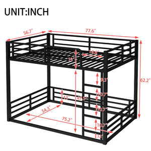 English Elm Metal Full-Over-Full Bunk Bed Frame - Heavy-Duty, Noise-Reduced Design For Kids And Adults In Black W1580S00158