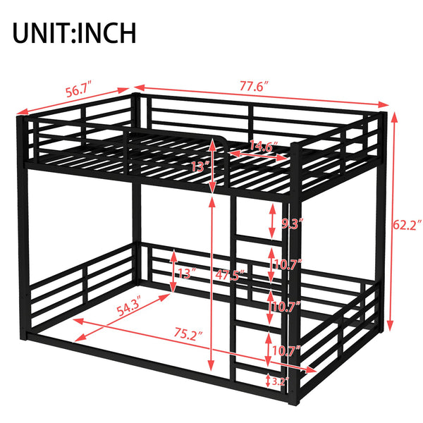 English Elm Metal Full-Over-Full Bunk Bed Frame - Heavy-Duty, Noise-Reduced Design For Kids And Adults In Black W1580S00158